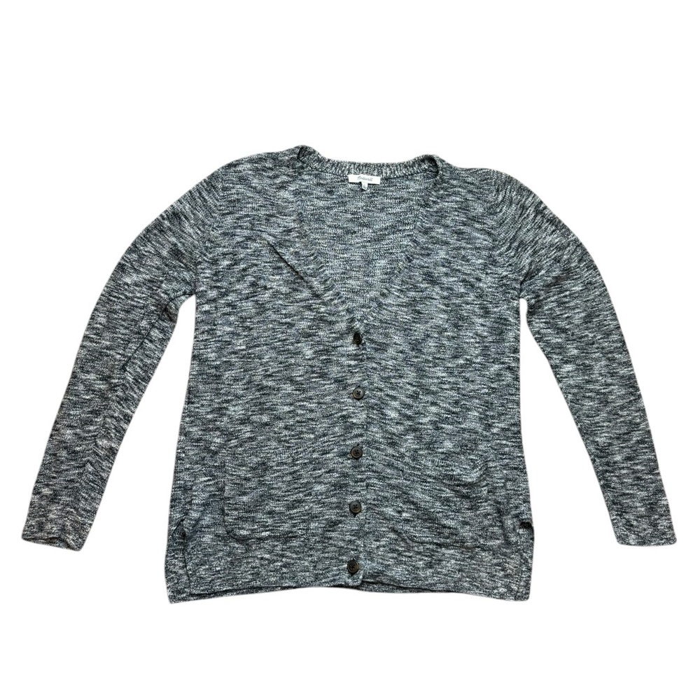 Madewell Heather Gray Women’s Button Down Cardigan Sweater Large Black​